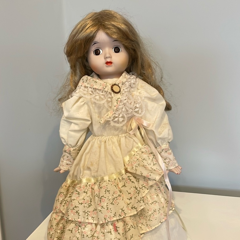 Porcelain collectible vintage doll locks of curls